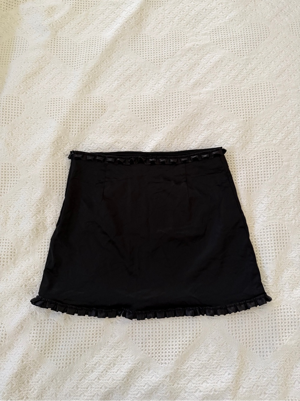 Dolls Kill Black Ruffle-Trim Mini Skirt emo